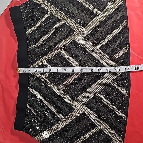 AI Authentic Icon Black W/ Bronze & Gold Festival Girl Mini-Skirt Size M NWT - Picture 10 of 16